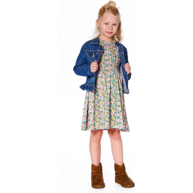 Denim Jacket Blue with Ruffle Hem and Floral Embroidery, Blue Denim - Jackets - 4