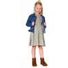 Denim Jacket Blue with Ruffle Hem and Floral Embroidery, Blue Denim - Jackets - 4