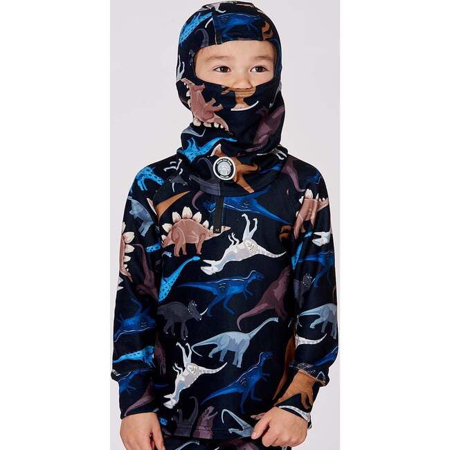 Brushed Jersey Balaclava, Black Dinosaur Print - Winter Hats - 2