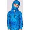 Brushed Jersey Balaclava, Blue Gradient Dinosaur Print - Winter Hats - 2