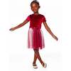 Bi-Material Short Sleeve Party Dress, Red - Dresses - 2