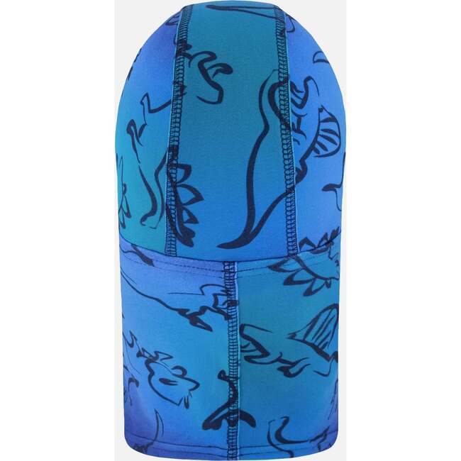 Brushed Jersey Balaclava, Blue Gradient Dinosaur Print - Winter Hats - 3