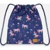 Drawstring Bag, Navy Unicorn Print - Bags - 1 - thumbnail