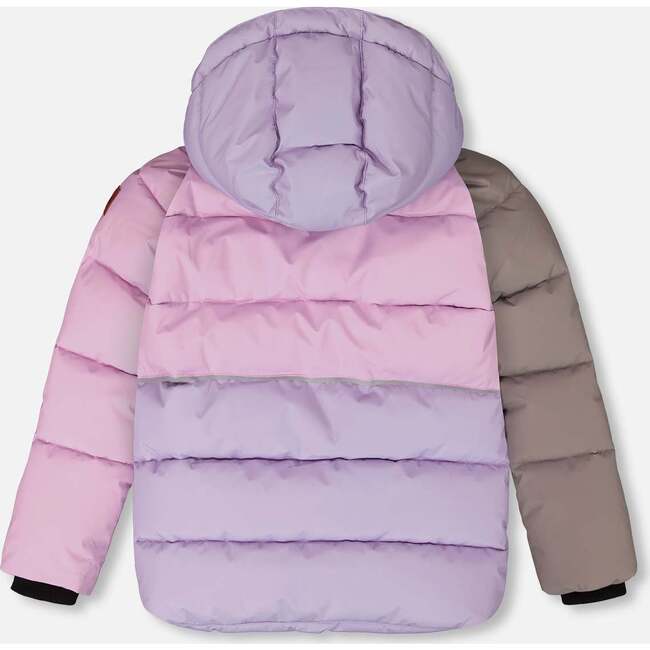 Colorblocked Puffy Winter Coat, Purple Gray - Jackets - 4