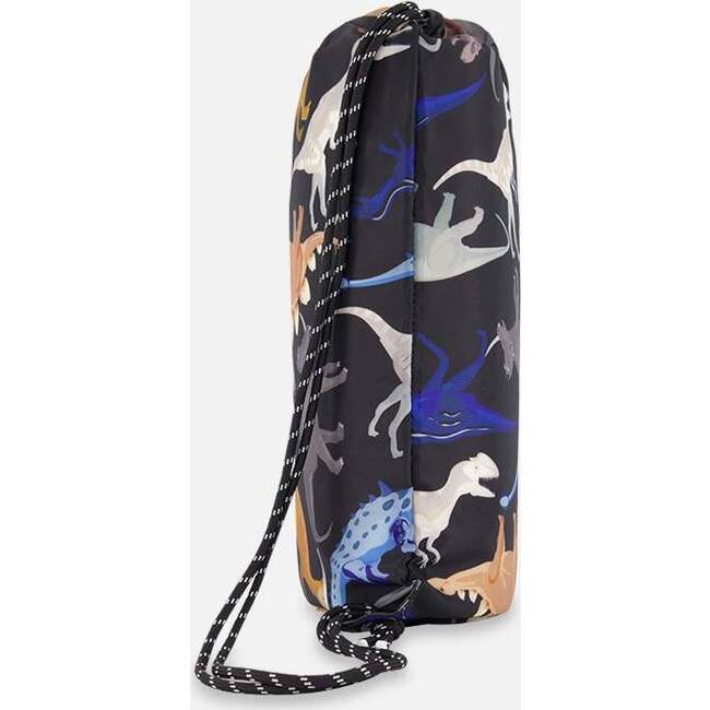Drawstring Bag, Black Dinosaur Print - Bags - 2