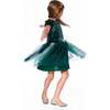 Bi-Material Short Sleeve Party Dress, Forest Green - Dresses - 2