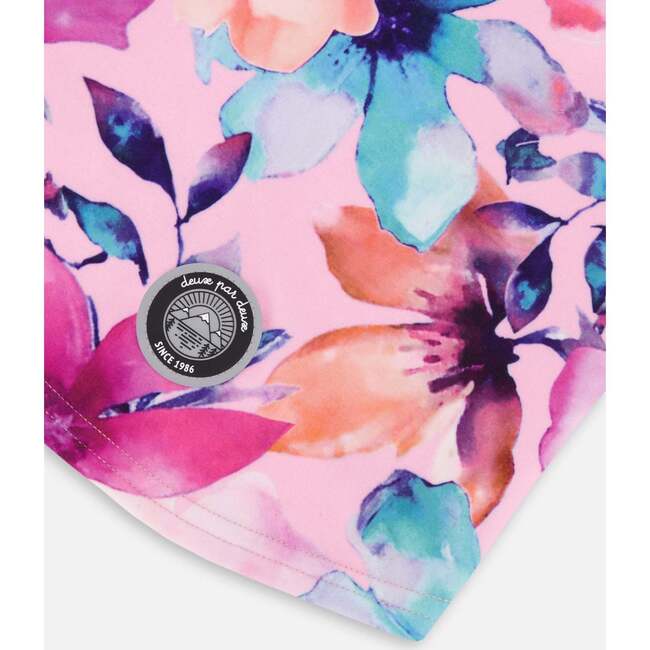 Brushed Jersey Balaclava, Pink Watercolor Flower Print - Winter Hats - 4