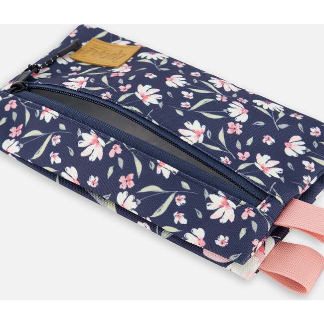 Double Pencil Case, Navy Flower Print - School Supplies - 3
