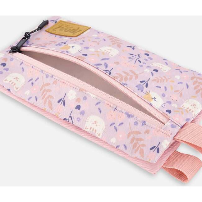 Double Pencil Case, Lilac Retro Flower Print - School Supplies - 3