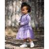 Bi-Material Dress with Muslin and Mesh Skirt, Purple Gray - Dresses - 2