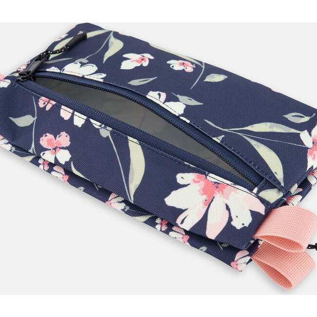 Double Pencil Case, Navy Flower Print - School Supplies - 4