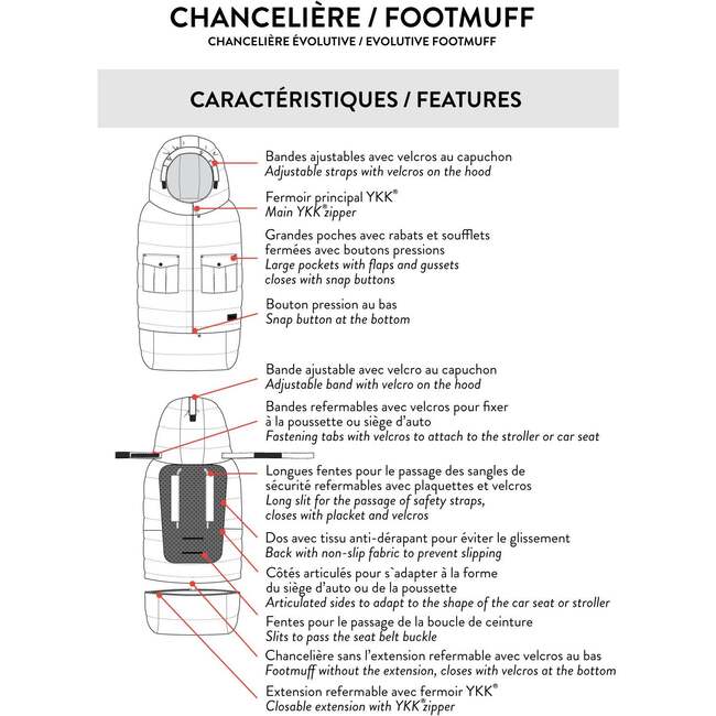 Evolutive Baby Footmuff Designed for Car Seat and Stroller, Chanterelle - Car Seat Accessories - 6