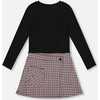 Bi-Material Dress Black and Houndstooth, Black & Houndstooth - Dresses - 1 - thumbnail