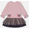 Bi-Material Dress, Dusty Pink - Dresses - 1 - thumbnail