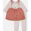 Bi-Material Dress and Leggings Set Old Pink, Dusty Pink - Mixed Apparel Set - 1 - thumbnail