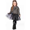 Bi-Material Dress with Mesh Skirt and Heart, Black - Dresses - 2