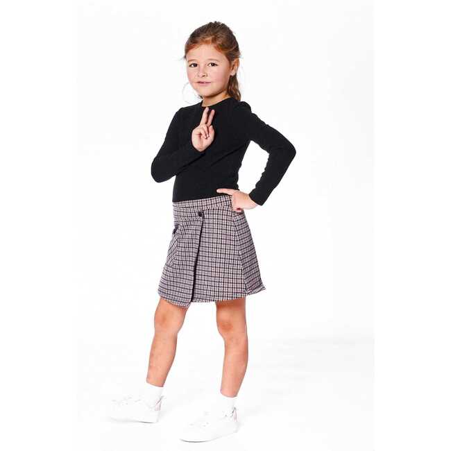 Bi-Material Dress Black and Houndstooth, Black & Houndstooth - Dresses - 2
