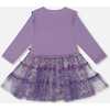 Bi-Material Dress with Muslin and Mesh Skirt, Purple Gray - Dresses - 5