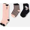 3-Pack Knit Socks, Black and Pink - Socks - 1 - thumbnail