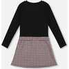 Bi-Material Dress Black and Houndstooth, Black & Houndstooth - Dresses - 3