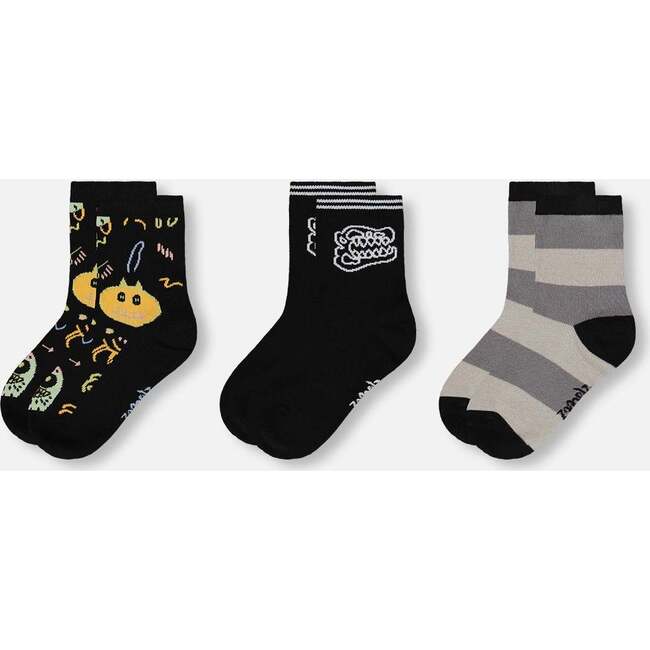 3-Pack Knit Socks, Black