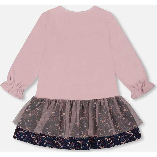 Bi-Material Dress, Dusty Pink - Dresses - 3