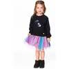 Bi-Material Dress with Mesh Skirt, Black - Dresses - 2