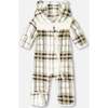 Baby Mid-Season Plush One Piece Outerwear Black and Beige Plaid, Black & Beige Plaid - Snowsuits - 1 - thumbnail