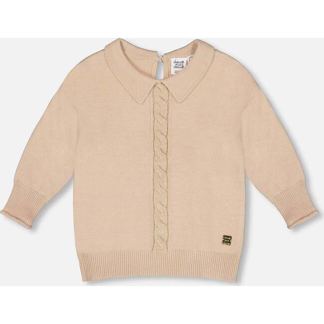 3/4 Sleeve Knitted Sweater, Beige