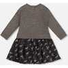 Bi-Material Dress with Mesh Skirt and Heart, Black - Dresses - 3
