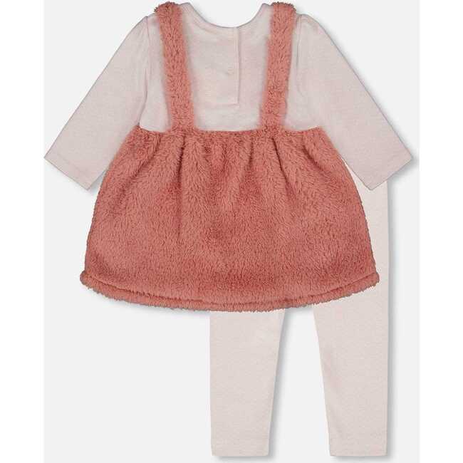 Bi-Material Dress and Leggings Set Old Pink, Dusty Pink - Mixed Apparel Set - 3