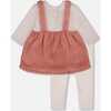 Bi-Material Dress and Leggings Set Old Pink, Dusty Pink - Mixed Apparel Set - 3