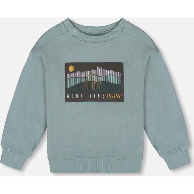 Animated Print French Terry Sweatshirt, Sage Green