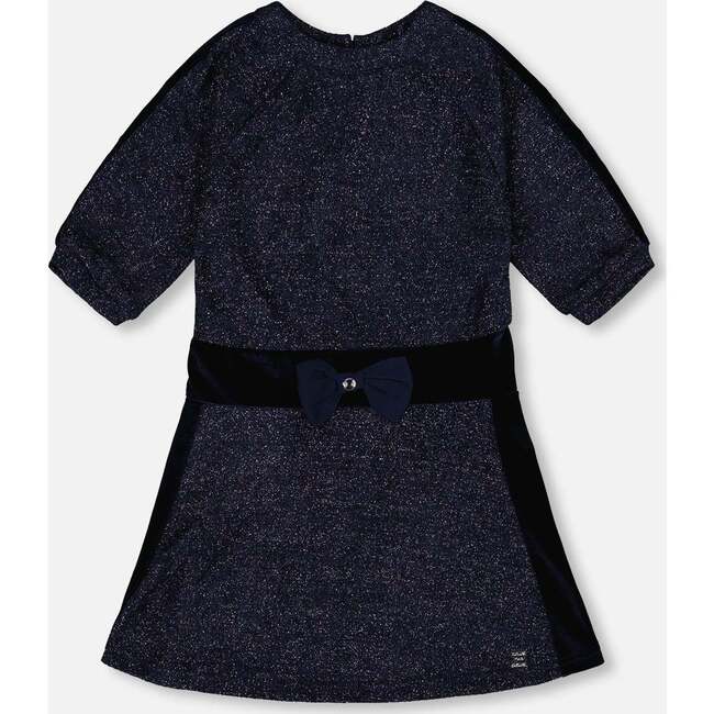 3/4 Sleeve Lurex Dress, Navy Blue