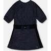 3/4 Sleeve Lurex Dress, Navy Blue - Dresses - 1 - thumbnail