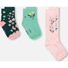 3-Pack Knit Socks Pink and Green, Green, Pink and Yellow - Socks - 3