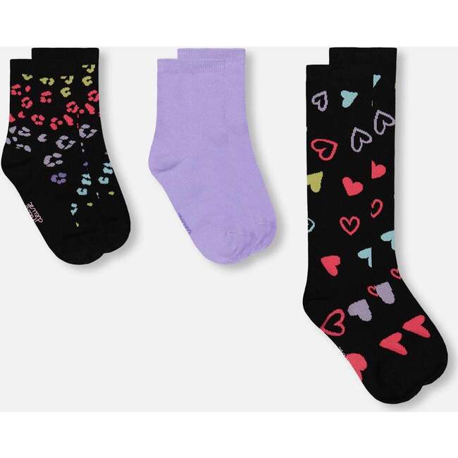 3-Pack Knit Socks, Black and Multicolor - Socks - 3
