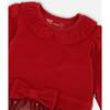 Bi-Material Dress with Glittering Skirt, Red - Dresses - 3