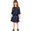 3/4 Sleeve Lurex Dress, Navy Blue - Dresses - 2