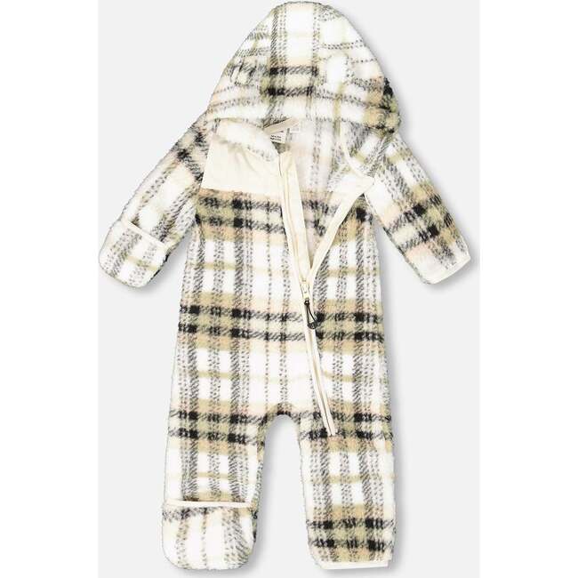 Baby Mid-Season Plush One Piece Outerwear Black and Beige Plaid, Black & Beige Plaid - Snowsuits - 2