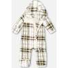 Baby Mid-Season Plush One Piece Outerwear Black and Beige Plaid, Black & Beige Plaid - Snowsuits - 2