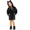 Bear Faux Fur Coat with Gold Polka Dots, Black - Jackets - 2
