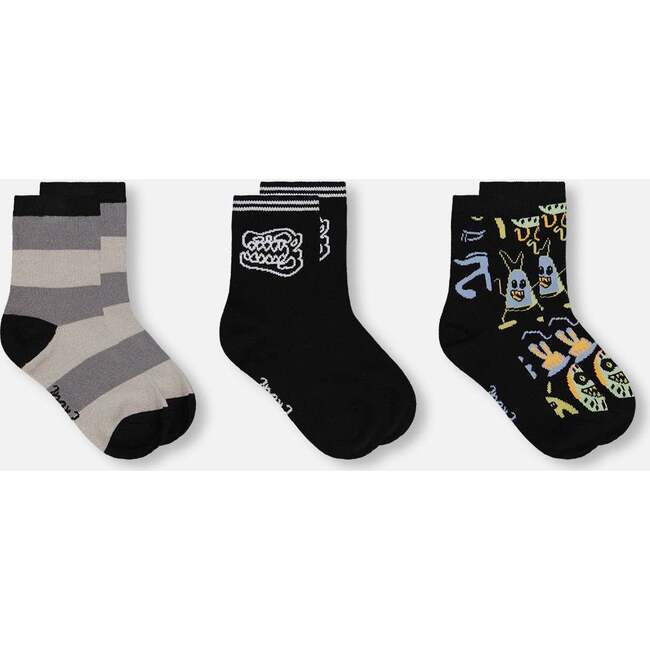 3-Pack Knit Socks, Black - Socks - 3