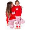 Adult Women Organic Cotton Two-Piece Pajamas Red and White Fairisle, Red & White Fairisle - Pajamas - 2