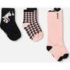 3-Pack Knit Socks, Black and Pink - Socks - 3