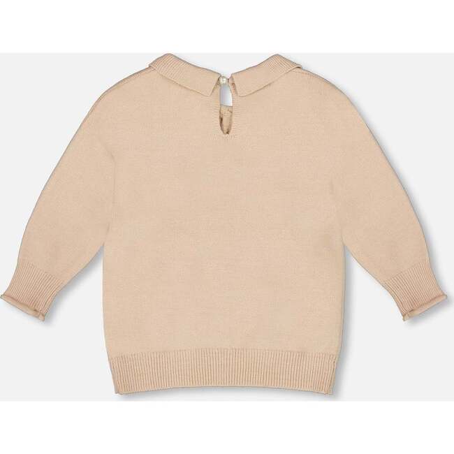 3/4 Sleeve Knitted Sweater, Beige - Sweaters - 3
