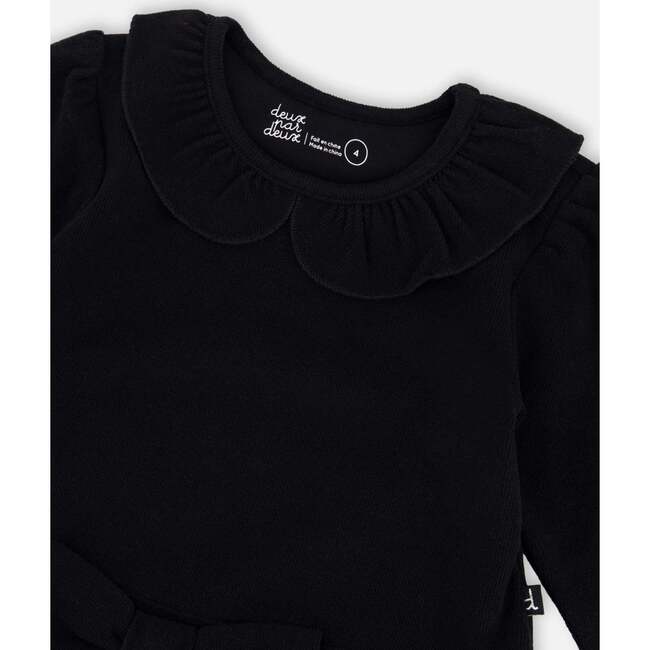 Bi-Material Dress with Glittering Skirt, Black - Dresses - 3