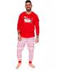 Adult Men Organic Cotton Two-Piece Pajama Set Red and White Fairisle, Red & White Fairisle - Pajamas - 2