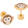 Monkey Stud Earrings, Brown - Earrings - 1 - thumbnail