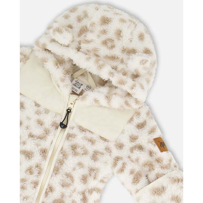 Baby Mid-Season Plush One Piece Outerwear, Cream Leopard Print - Snowsuits - 3